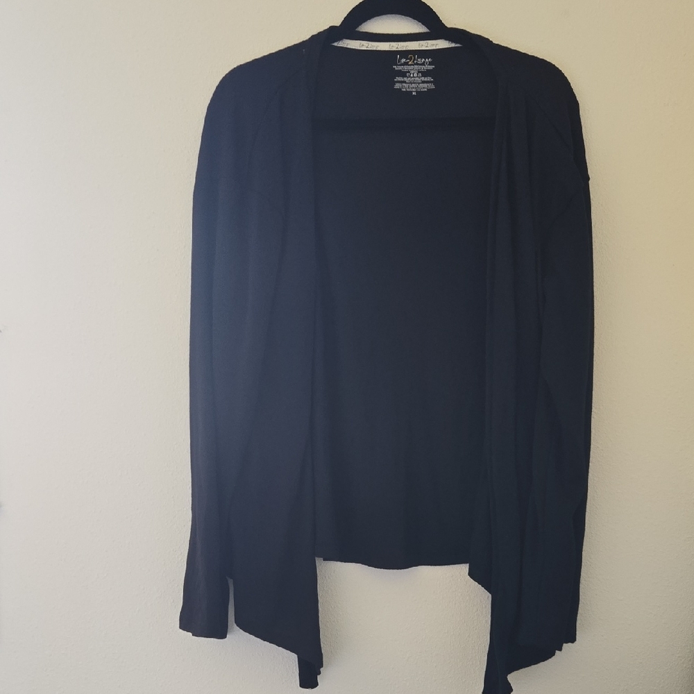 Lysse Black Open-Front Draped Cardigan